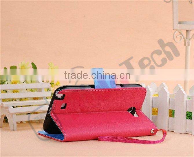 Wallet Leather Cover Case for Samsung Galaxy Note2 N7100, With Rope and Button Design,Stitch Leather Case