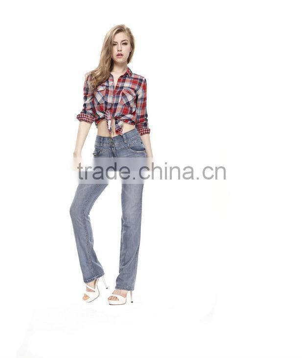 Best selling ladies European style straigt hot pants women jeans with relaxed fit/wide leg latest design denim trousers