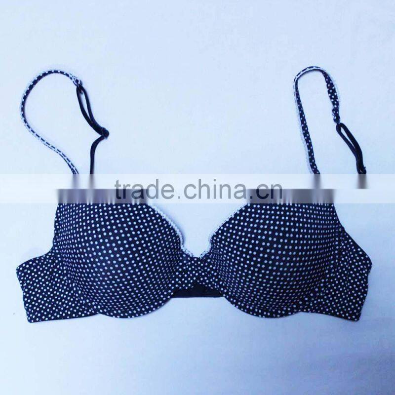 Latest dot printed ahh bra sift cotton high quality bra for girls