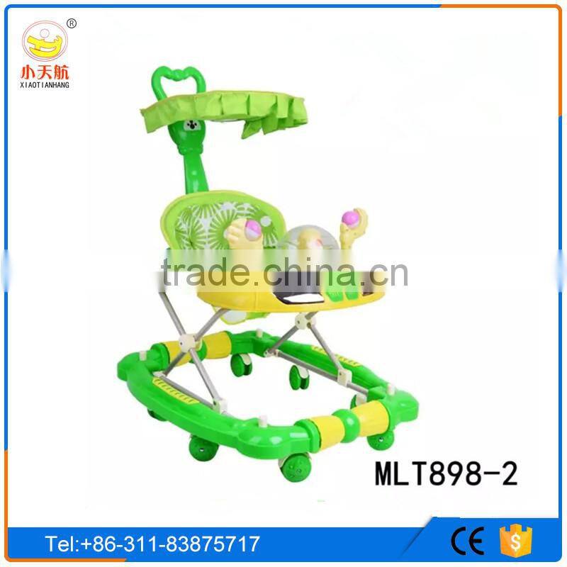 New PP plastic 8 rubber wheels rolling baby doll walker rolling baby walker with canopy