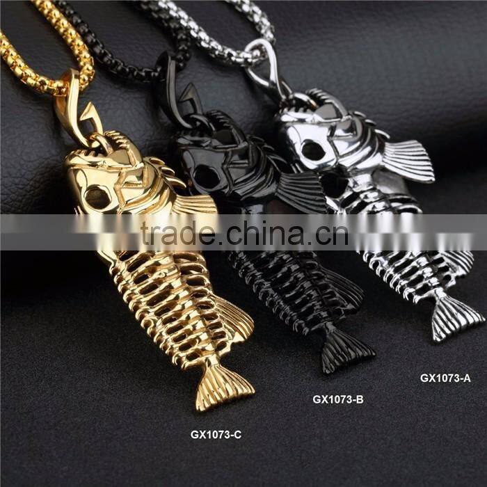 new fashion stainless steel fish bone pendant