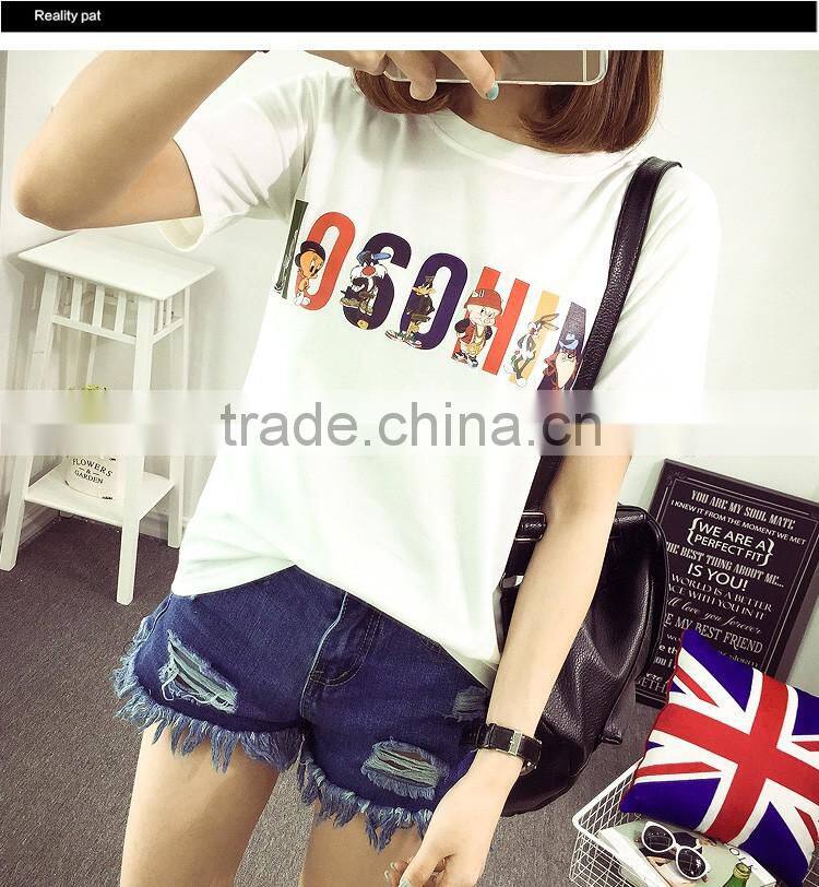 Korean cartoon letter picture short sleeve T-shirt