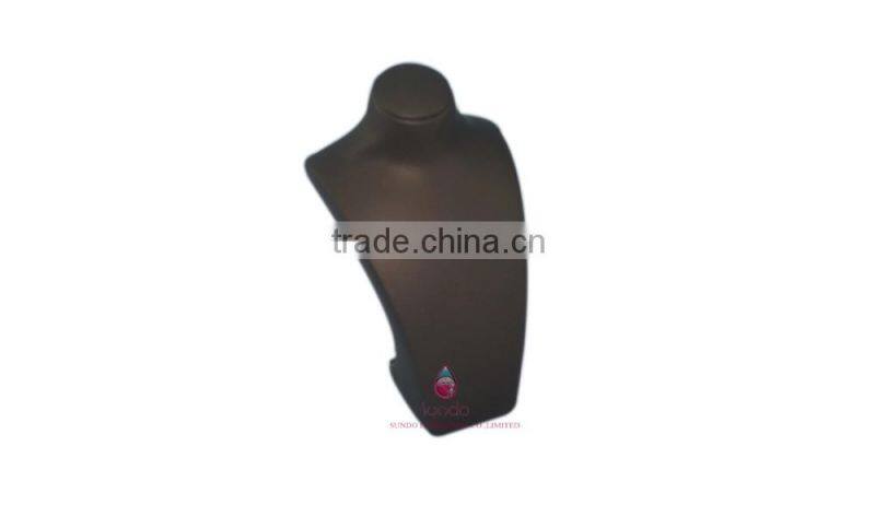 Popular brown leather wrapped wooden necklace display bust