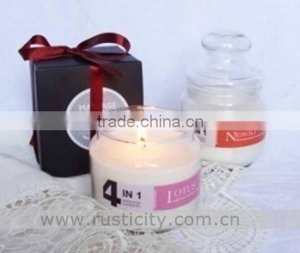 "BRIGHT" glass jar candle with led candles with real flame