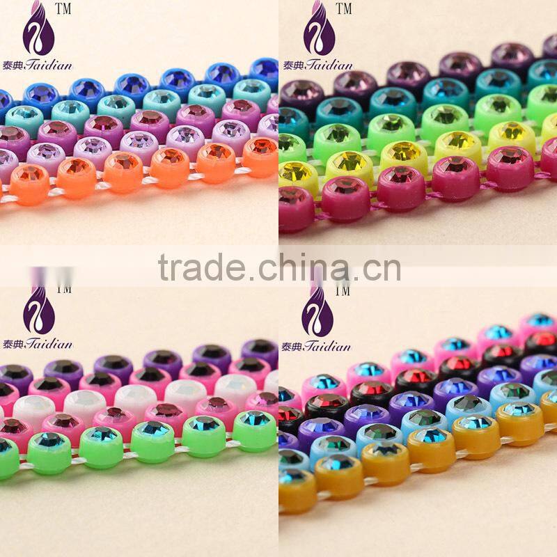 SS6 Plastic Rhinestone Trim Chain,2.3MM Rhinestone wedding trim