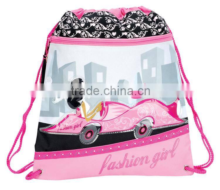 cute children polyester drawstring bag travel bags for girl