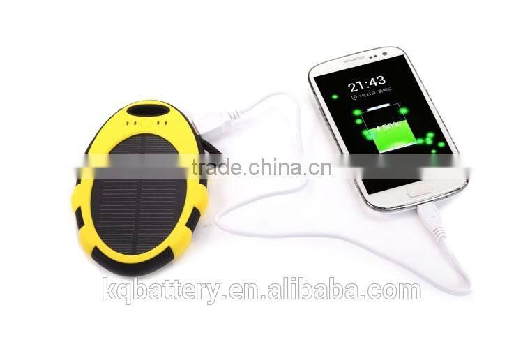 solar mobile charger, 5000 mah portable dual usb waterproof power bank