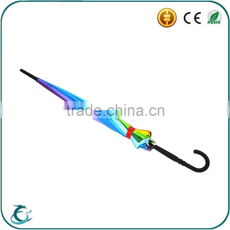 china factory wholesale 16 ribs custom rainbow straight umbrella