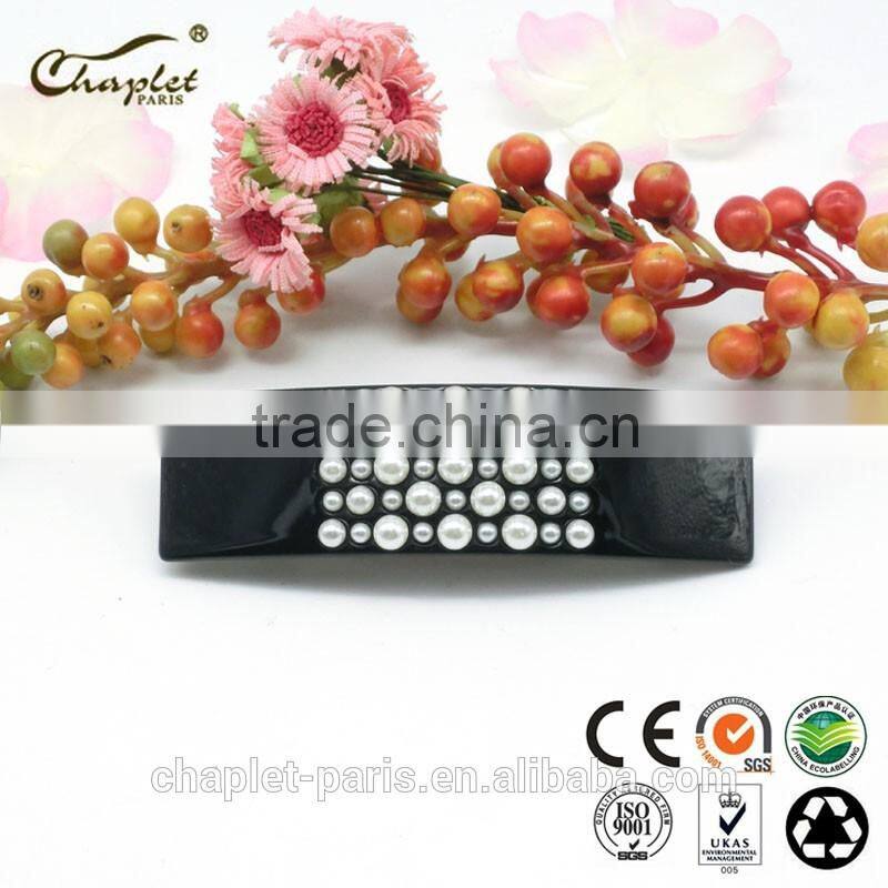 Fashion cellulose acetate pearl hair barrette women hair clip