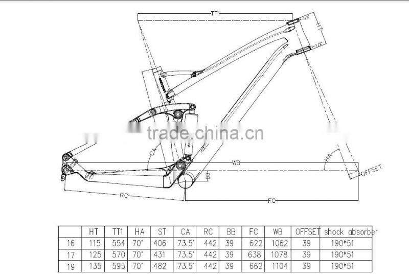 Shock price 27.5er Carbon frame mtb T800 MTB 650b carbon mtb full suspension frame 27.5er China