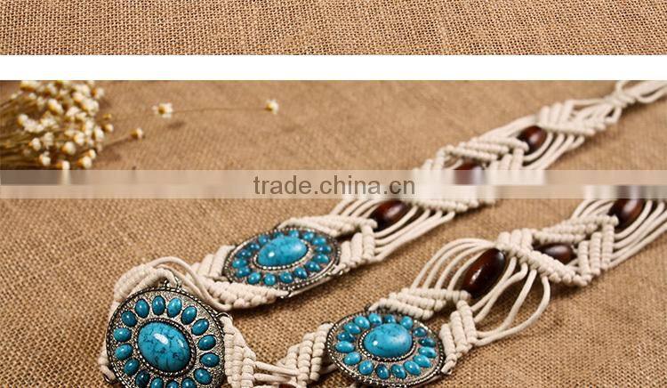 Latest 2015 fashion bead braid fabric belt