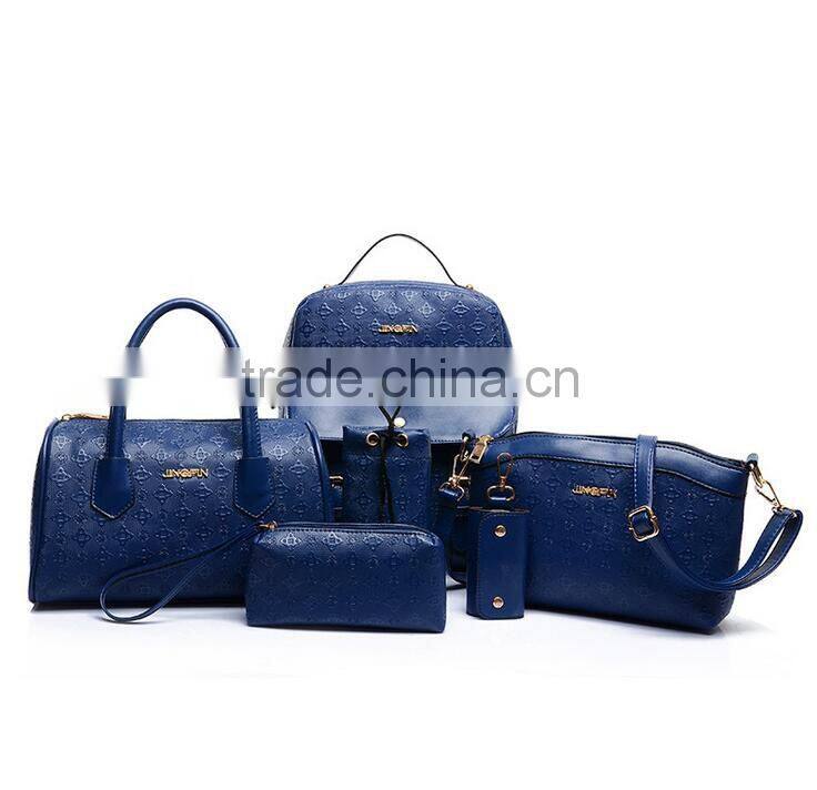 6 For 1 Woman's Bag Set PU Leather Backpack,Handbag,Shoulder Bag,Pen Holder,Pouch,Key Holder