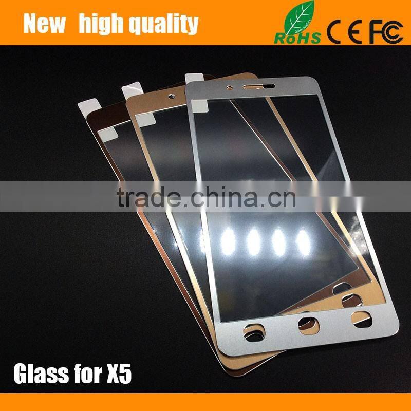 2.5D Titanium alloy brushed metal Tempered Glass Screen Protector guard for SONY X5