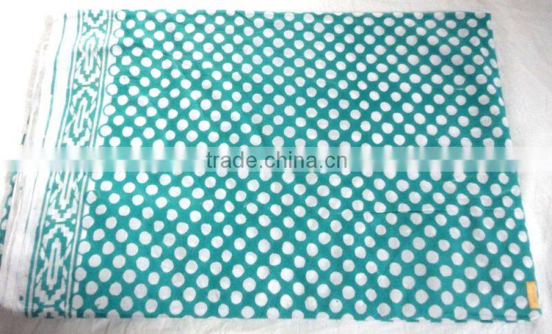 RTHCFC-21 Handmade Block Printed Cotton Fabric Pol Ka Dot Border Style Fabric Manufacturer Jaipur
