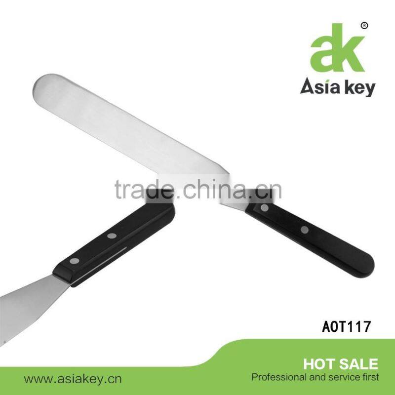 9-Inch Steel Blade Cake Decorating Straight Icing Spatula With 2 Rivets ABS Black Handle