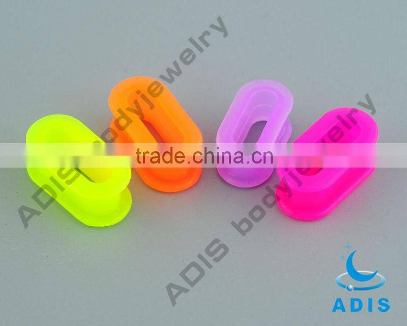 Colorful rectangle shape ear tunnel plugs piercings square silicone flesh tunnel