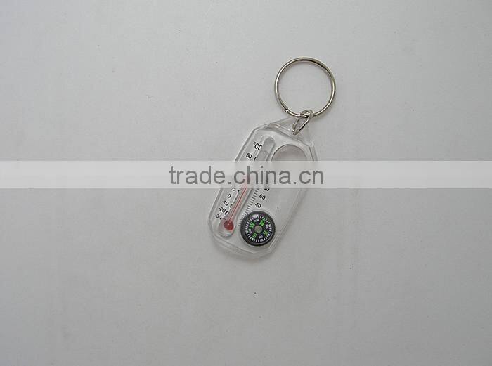 High quality Plastic keychain compass with thermometer
