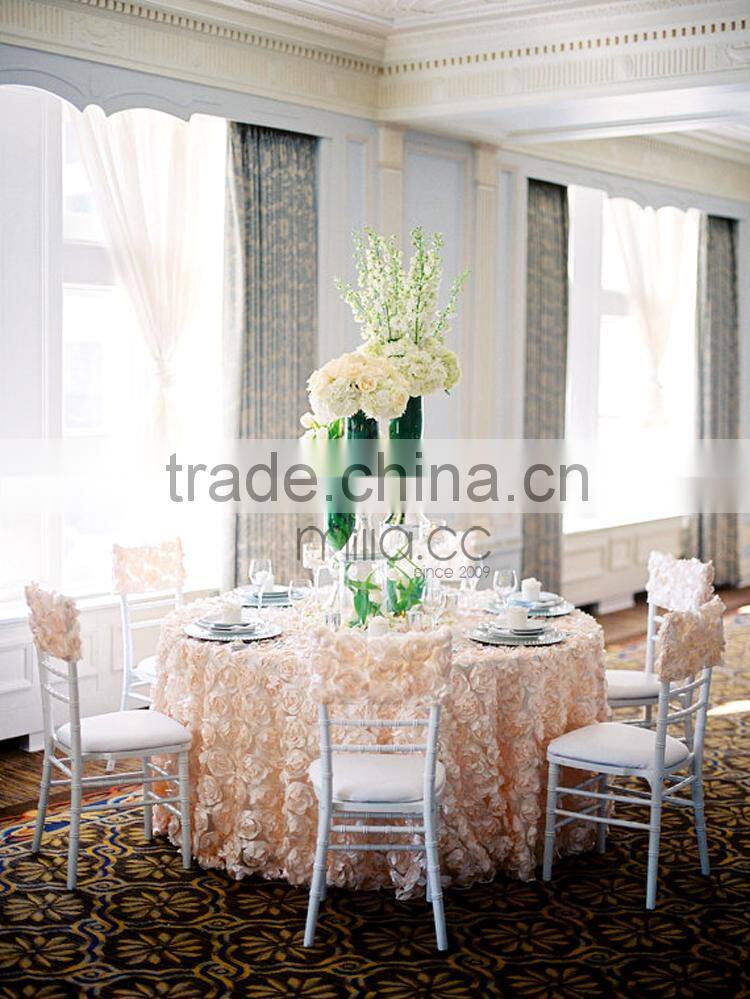 120 Round Tablecloth Satin Rosette Embroidery Table Cloth