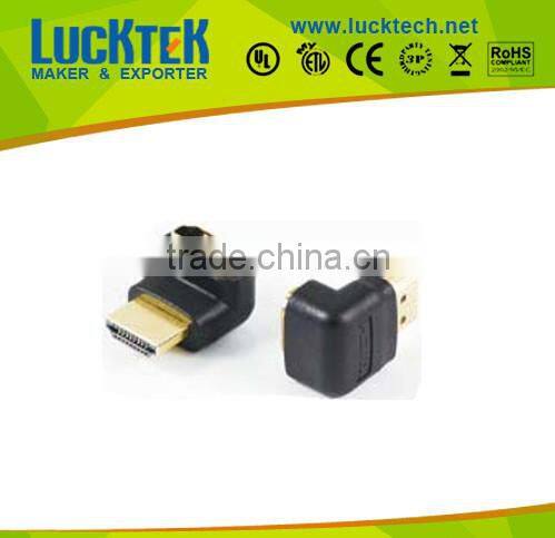 Adapter HDMI A to HDMI A, M/F, 90 degree, golden plated. REACH COMPLY!