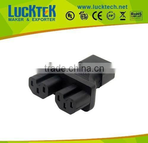 IEC 320 C14 to 2x C15 Y Power splitter adapter