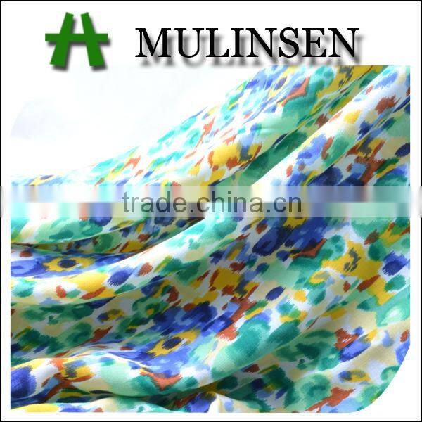 Mulinsen textile 16 years fabric factory/ 32sR ring spun viscose elastane printed fabric
