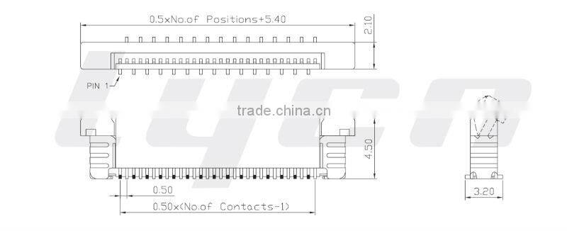 FPC/FFC Connector Pitch 0.50mm SMT/Left Type Vertical Contact