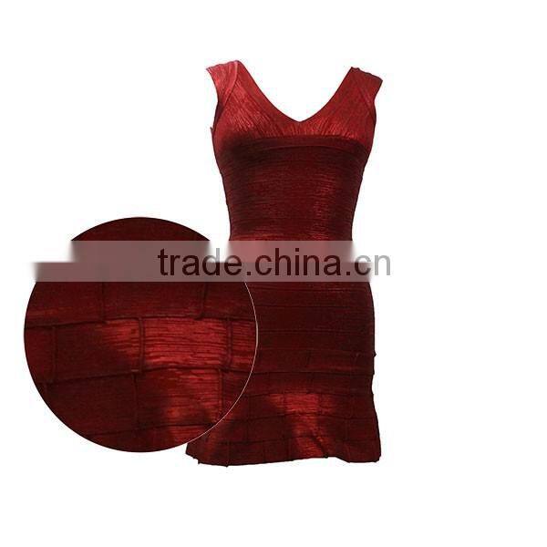 High quality foil print women dress shiny red short wedding dress