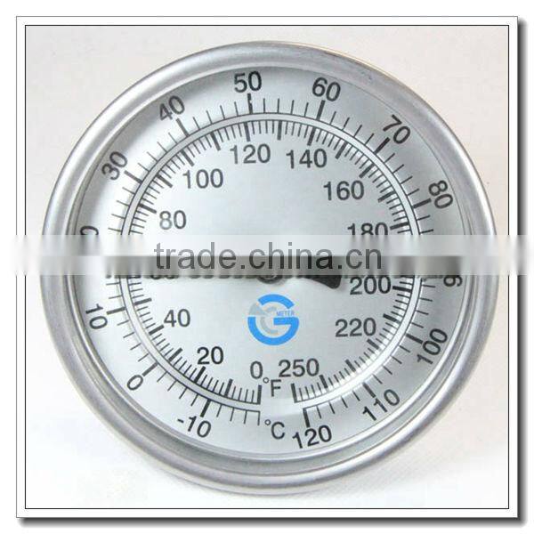 High quality all stainless steel industrial 3" bi-metal back mount thermometer 0-250