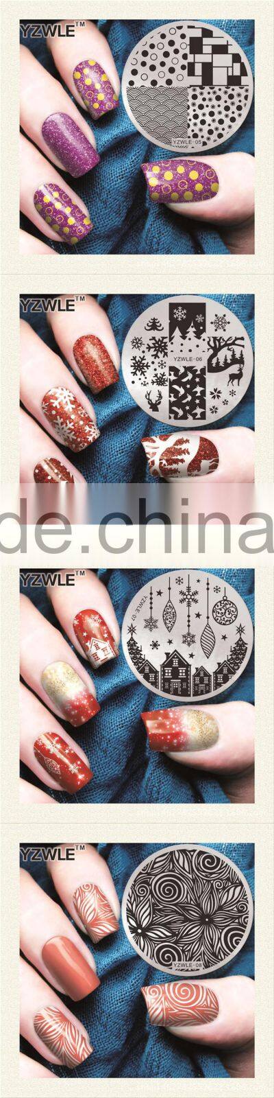 2016 Factory outlets Nail Art Stamping Plates DIY NEW Stainless Steel Handle Flower Stencils Templates for Nails Polish