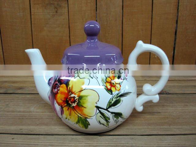 Competitive Unique Ceramic Material Teapot with Decal