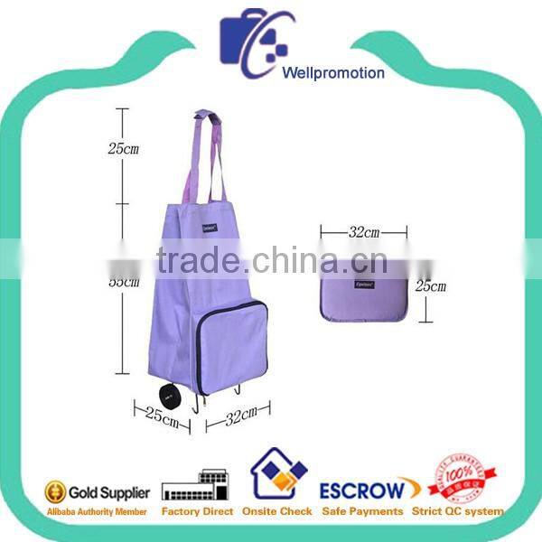 Wellpromotion supermarket foldable polyester shopping trolly