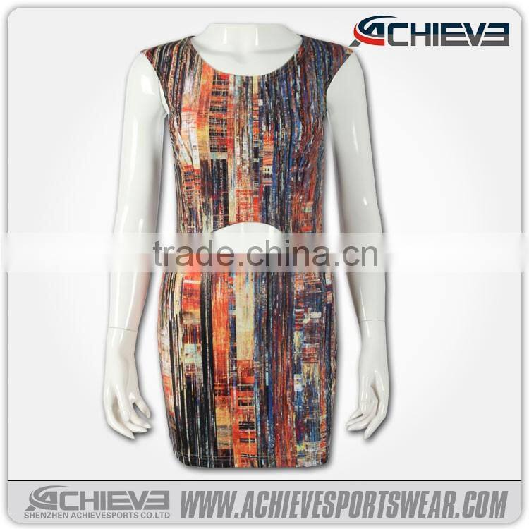 europe printed lady dresses sport female clothing