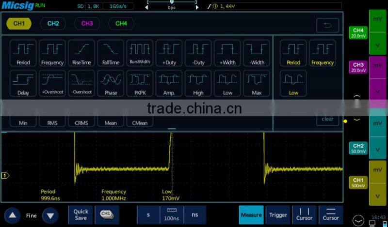 Shenzhen low price digital tablet oscilloscope 150MHz bandwidth DSO oscilloscope