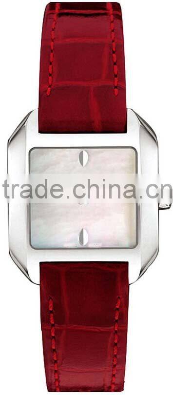 2014 trendy watch with red color and square shaped dial ornament watch