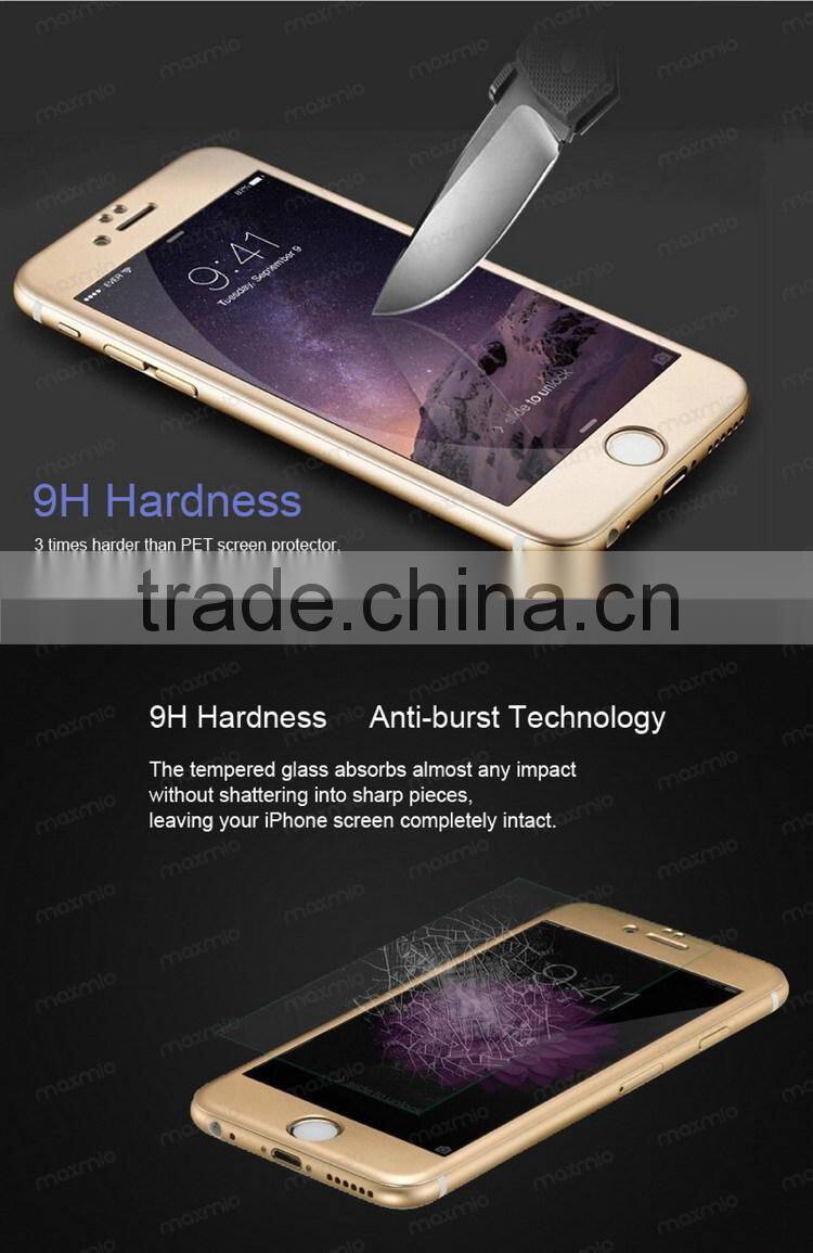 China supplier 9h hardness titanium alloy full covered tempered glass screen protector for iphone 6