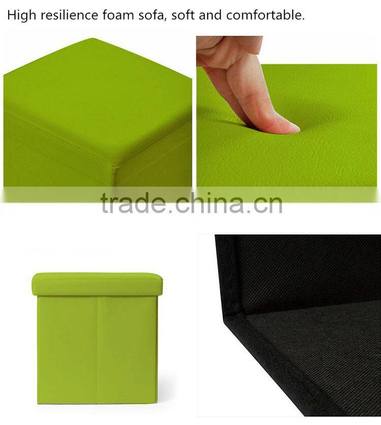 Cube Faux Leather Folding Storage Ottoman, Foot Rest Stool Footrest