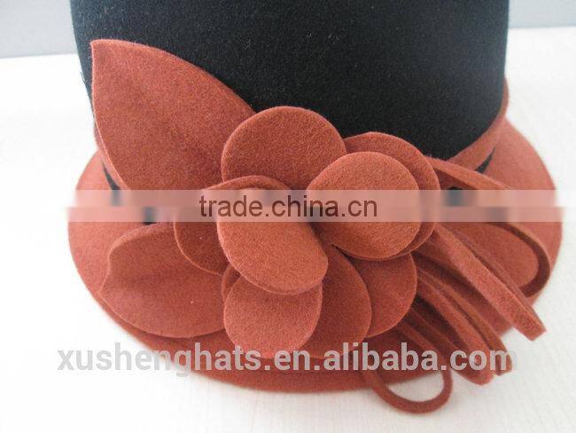 fashion montage color cloche hat with soft felt flower