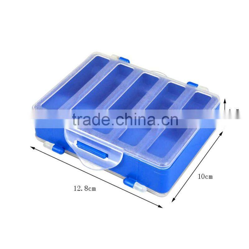 12.8 * 10 * 3.7cm Double Sided Transparent Visible Plastic Fishing Explosion Hook Set Box 10 Compartments