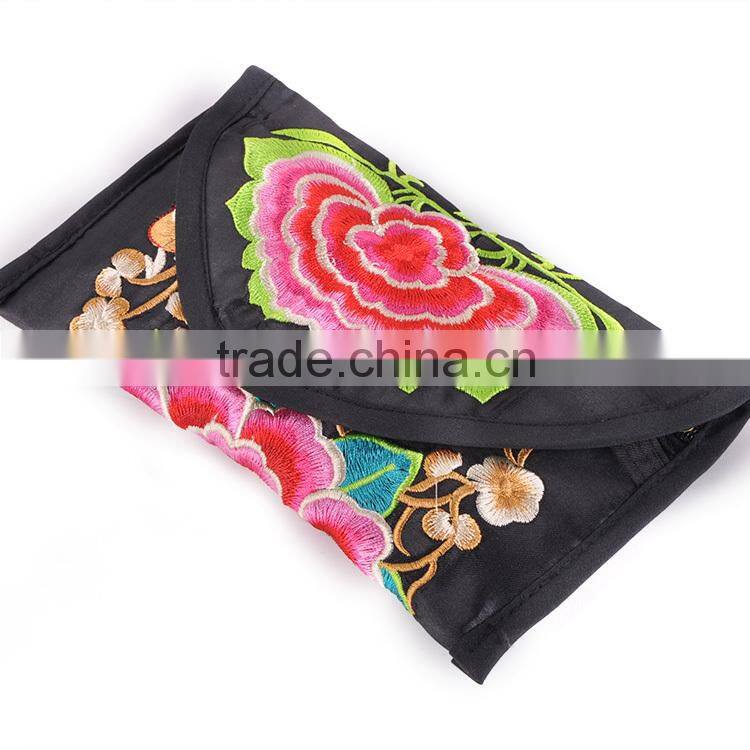 2016 new style women clutch bag embroidery coin purse mobile phone bag