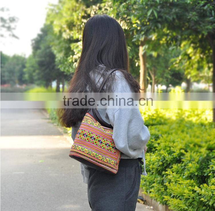 Hot selling tote bag embroidery tote bag fashion women leather shoulder bag