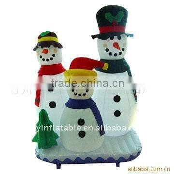 Inflatable snowman family