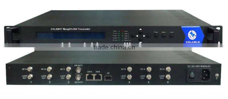 4CH HD video Transcoder with 6CH Tuner and IP input satellite /ip to stream transcoder COL5081T