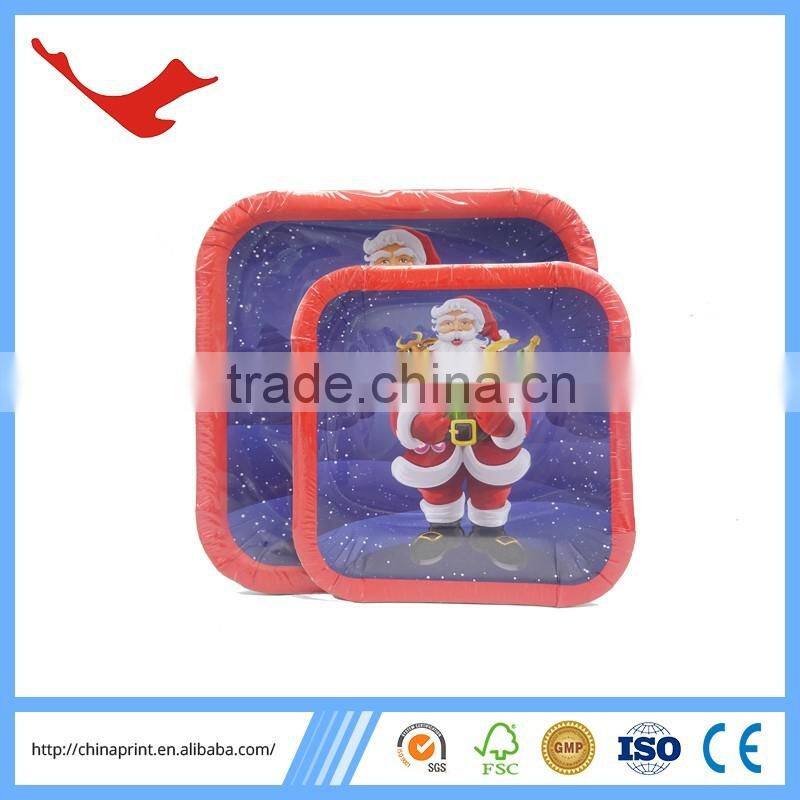 006 FDA standard printed disposable tableware for christmas party