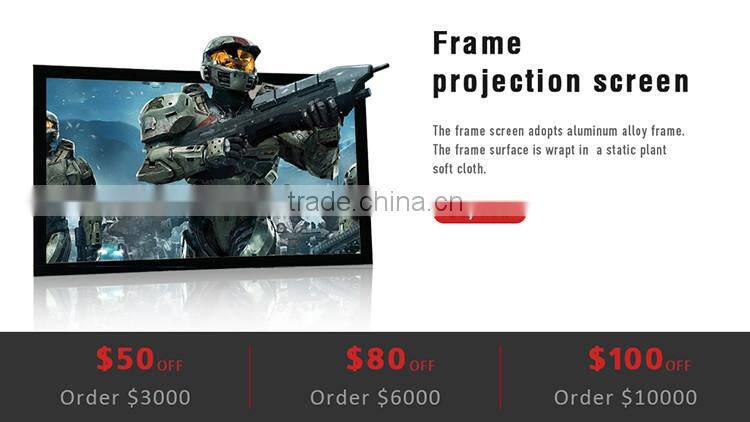 Fast delivery HD 16:9 150 inch Wall Mount Fixed Frame Projection Screen / Fixed Frame Projection Screen For Home Cinema