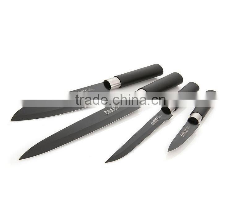 Professional Black Stone Ceramic Blade 4 Pcs Plastic Fruit Knife/Colorful Handle Kitchen Knife Set With Block