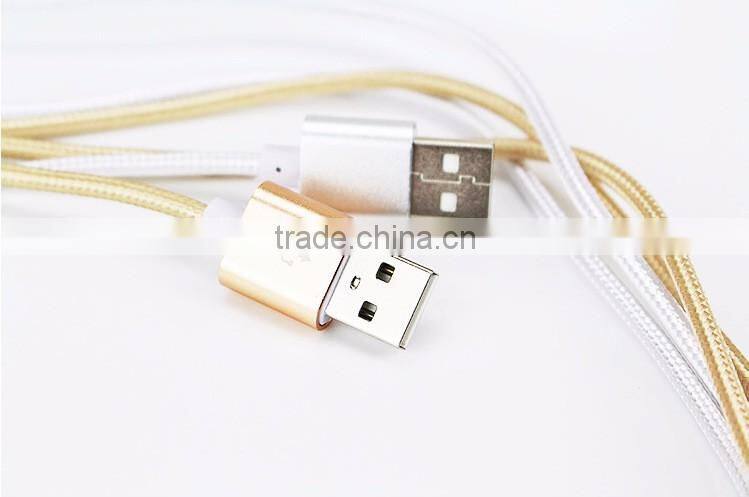 Nylon Woven USB Cable for V8 usb cable pigtail for samsung andriod phone cable