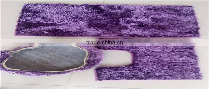 long pile polyester washable shiny chenille 3 piece bathroom mat sets