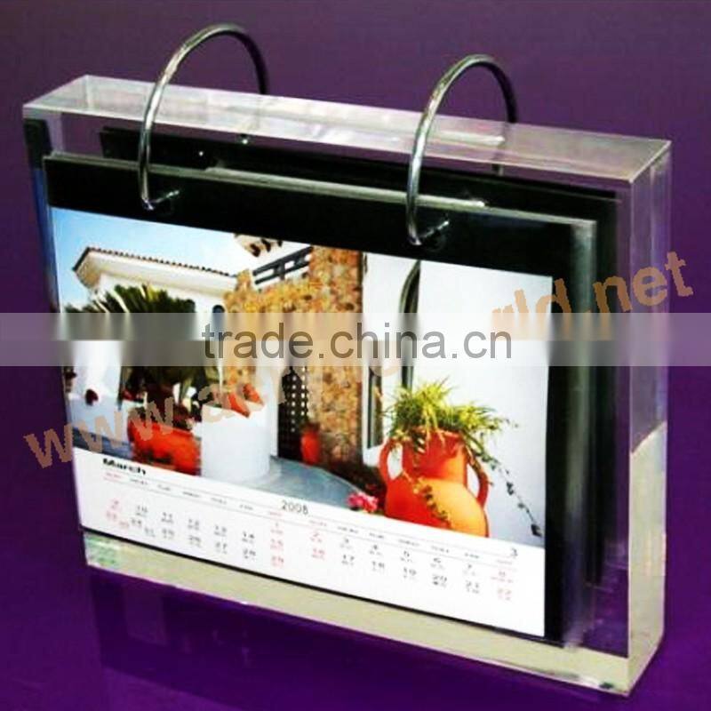 Superior deft design C-ring acrylic calendar holder with photo frame