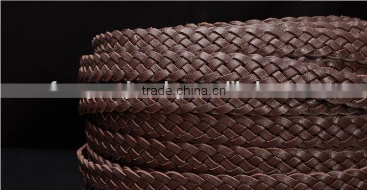 Factory Outlets OEM Brown Braided Flat Leather Cord Wholesale