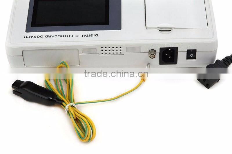 CE approved Three channel color LCD display 12-lead Built ECG Machine in USB/RS232 interface